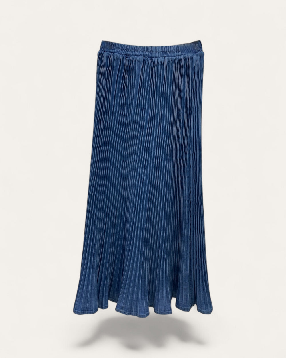 Pleated A - Line Denim Skirt - Zilvina