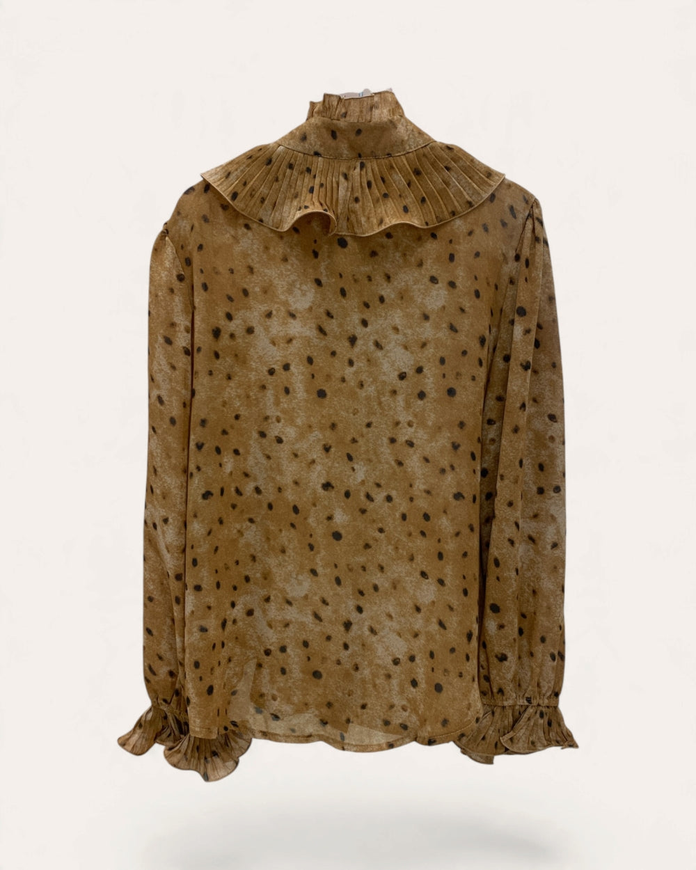 Pleated Ruffle Print Blouse - Zilvina