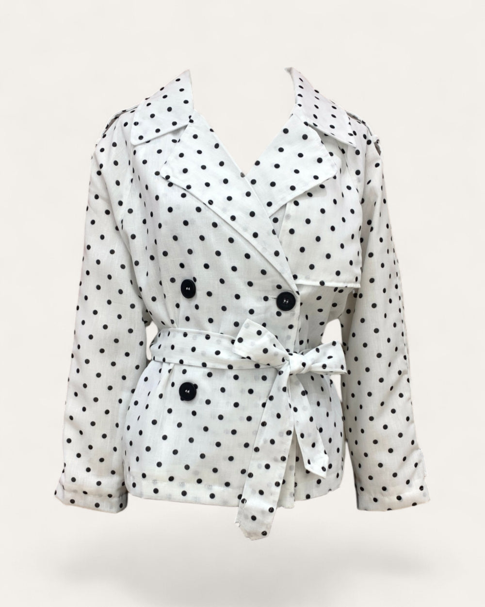 Polka Dot Belted Trench Jacket - Zilvina