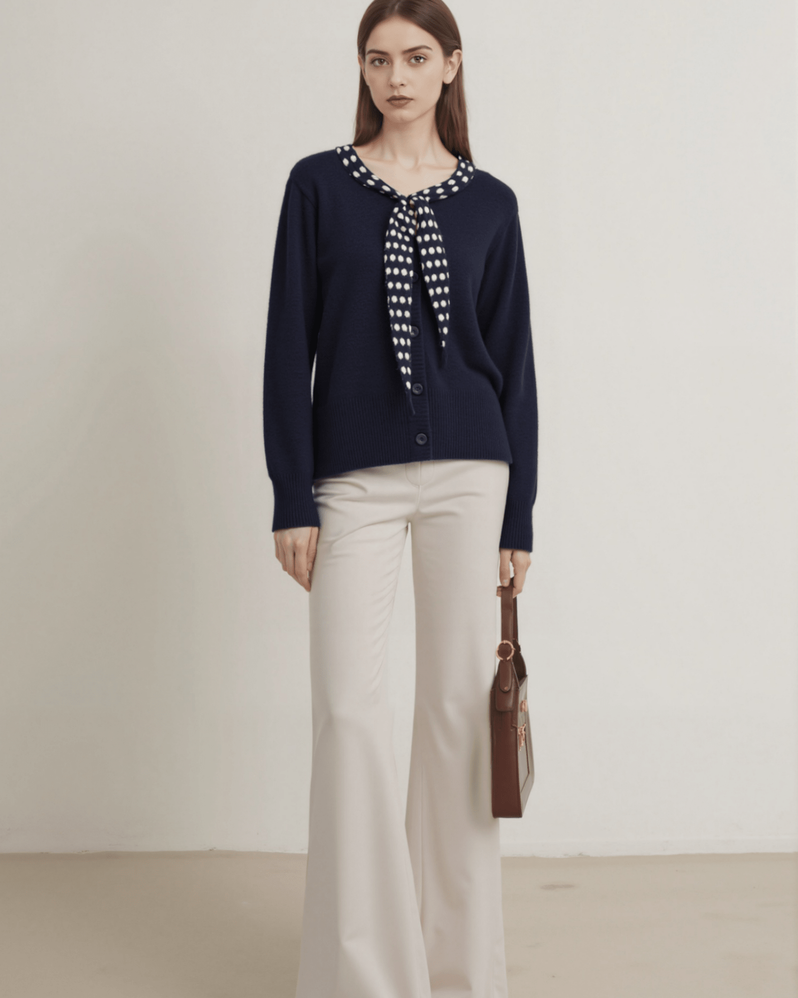 Polka Dot Bow Tie Cardigan - Zilvina