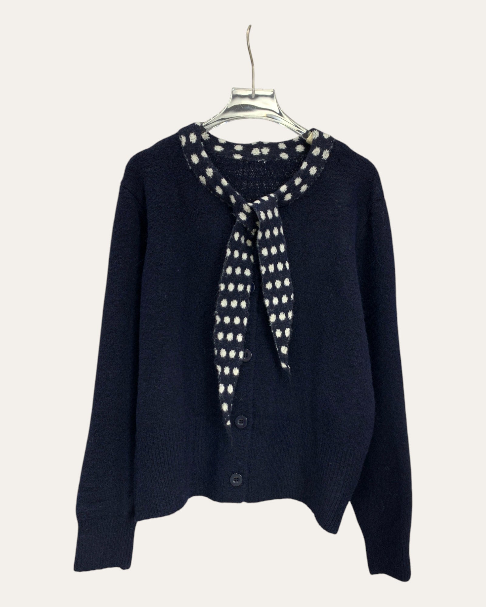 Polka Dot Bow Tie Cardigan - Zilvina