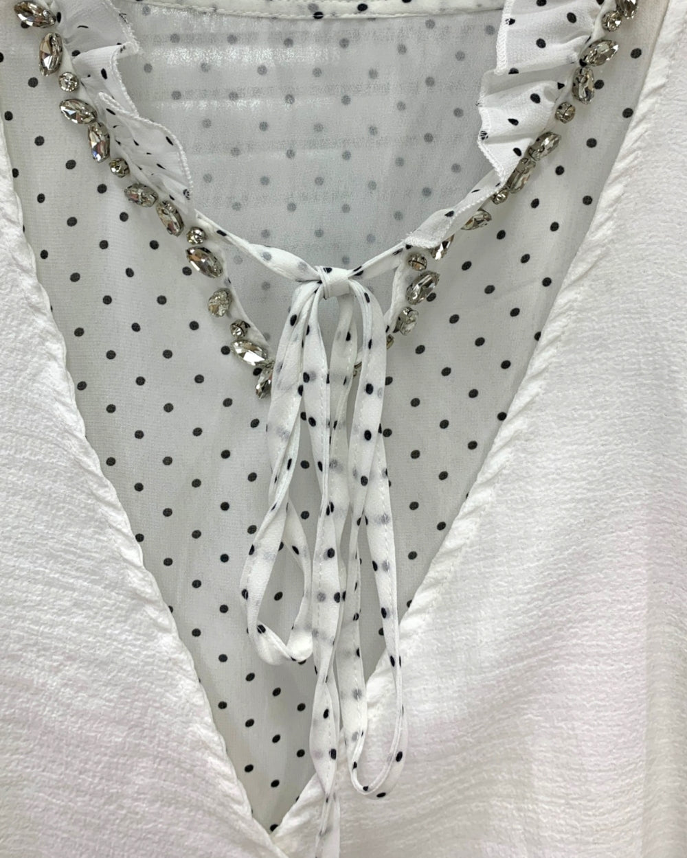 Polka Dot Chiffon Blouse with Cropped Vest - Zilvina