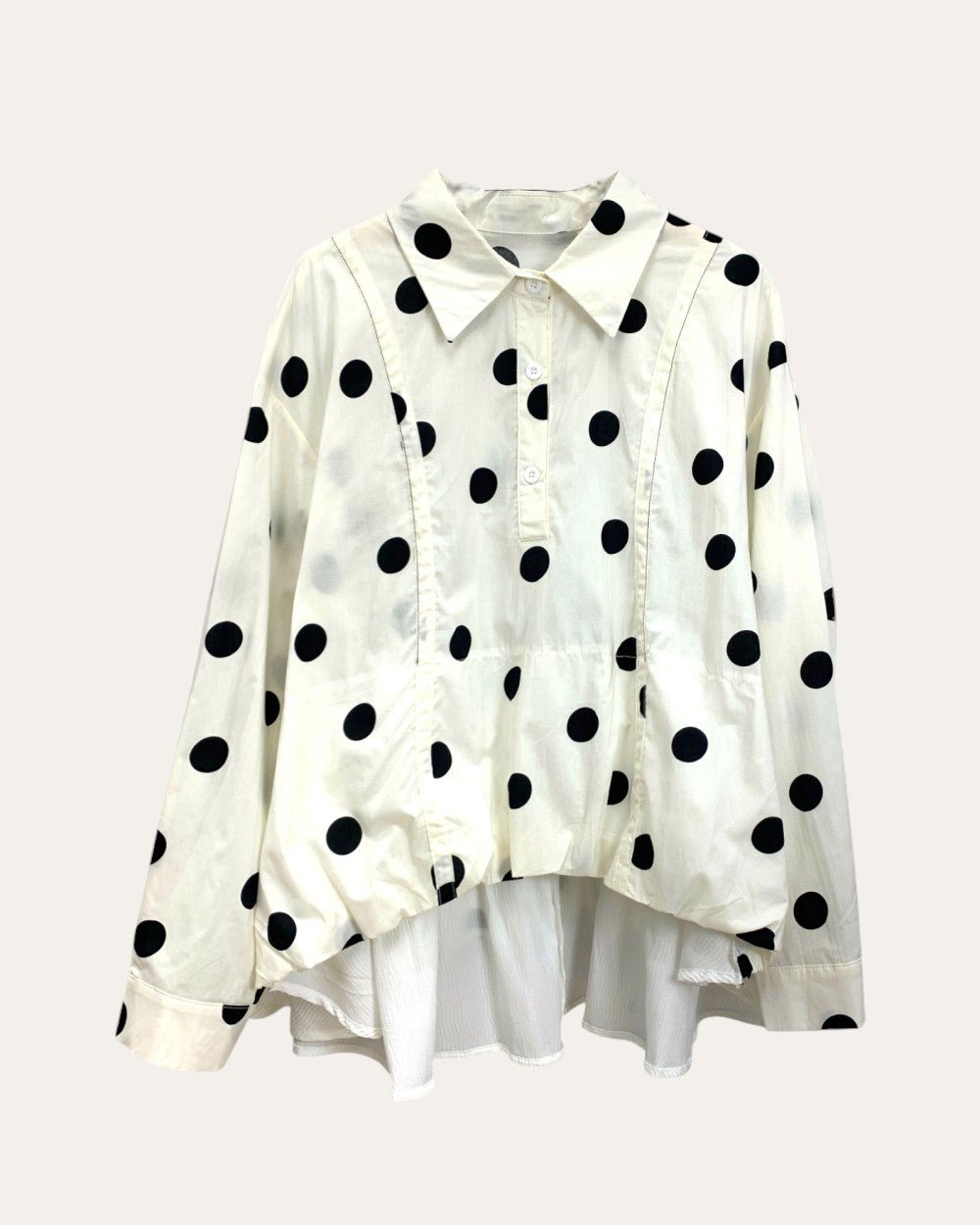 Polka Dot Layered Hem Shirt - Zilvina