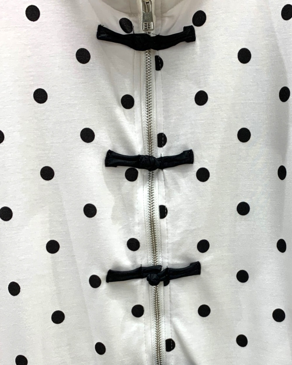 Polka Dot Mandarin Collar Set - Zilvina