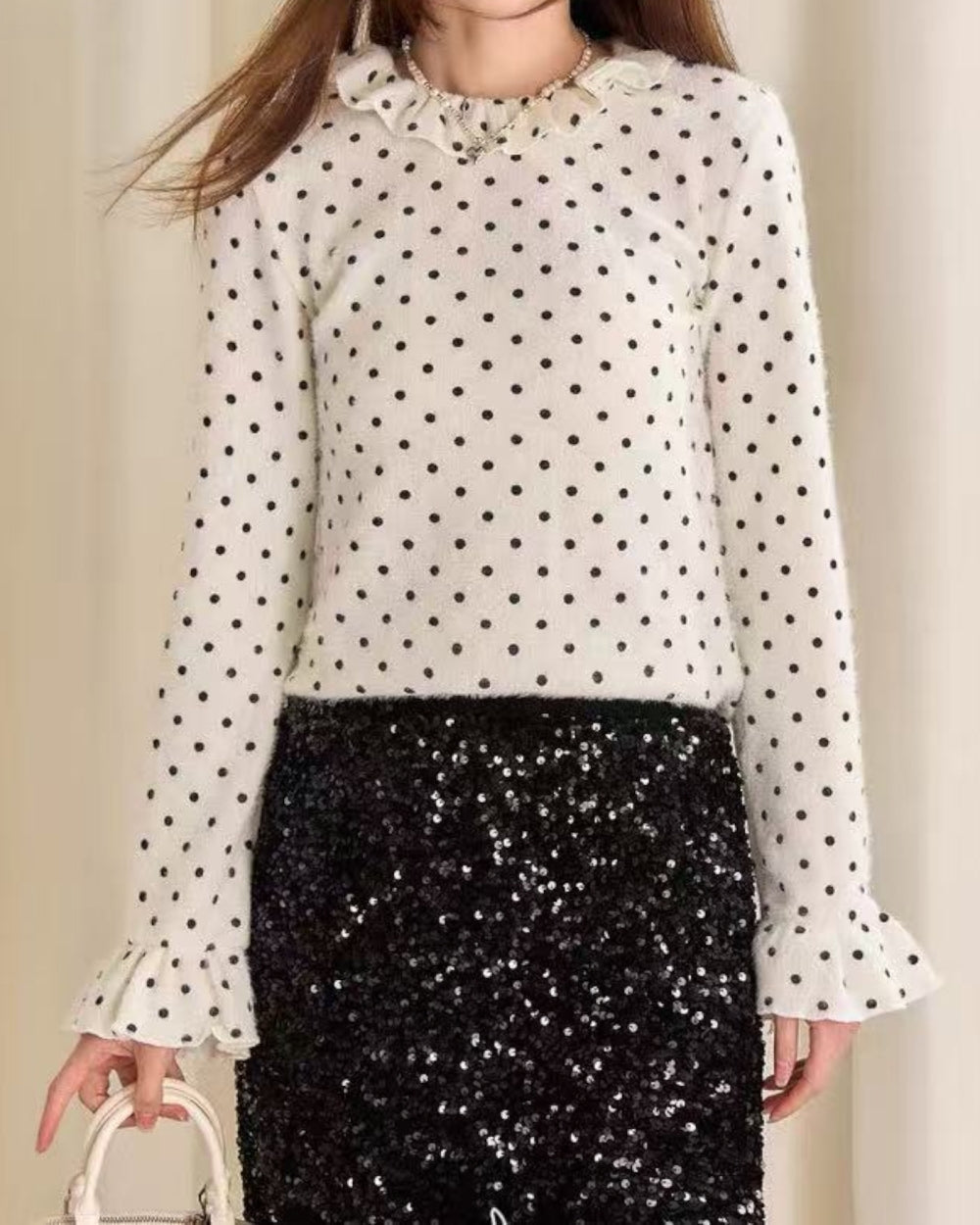 Polka Dot Ruffle Blouse - Zilvina