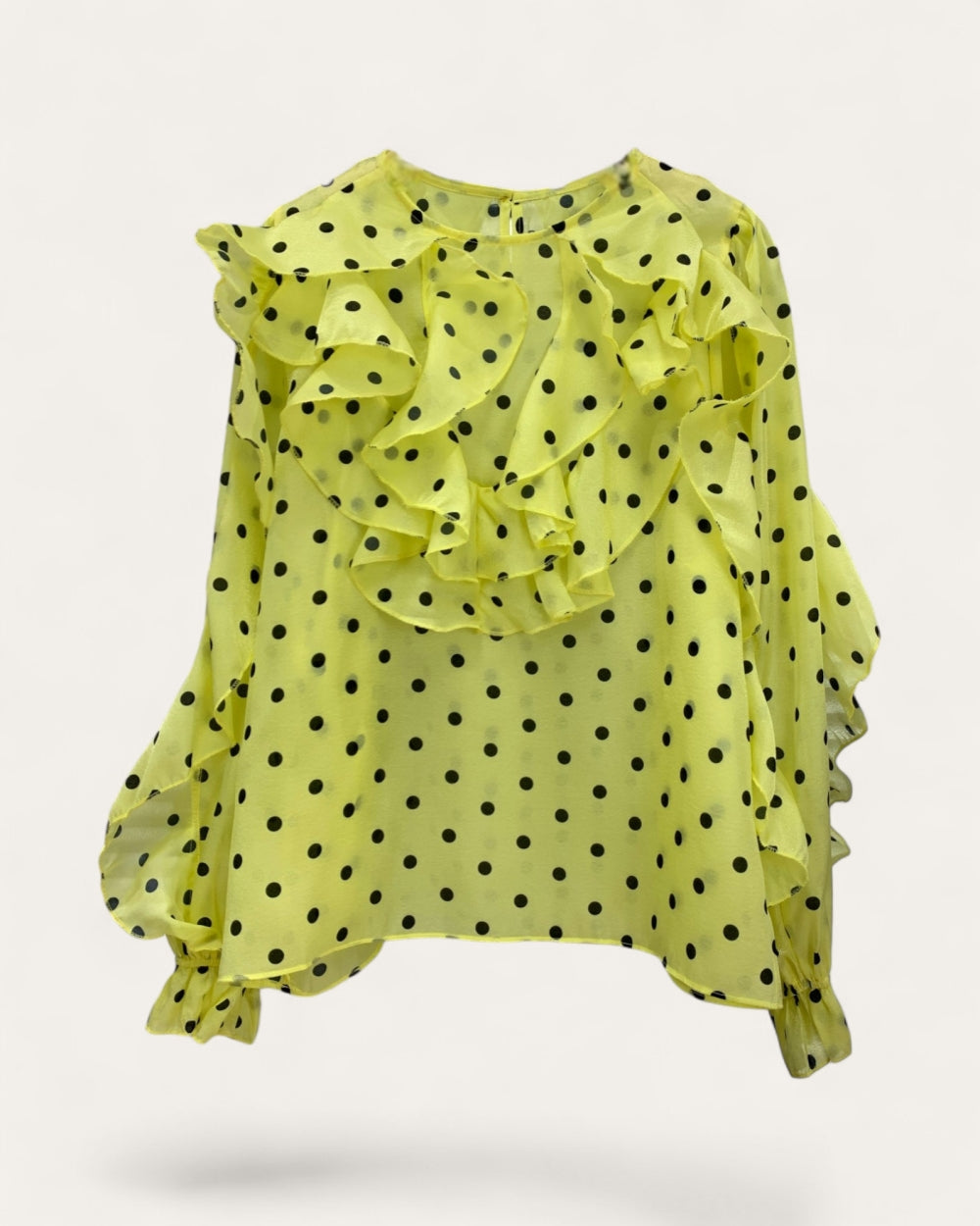 Polka Dot Ruffle Blouse - Zilvina