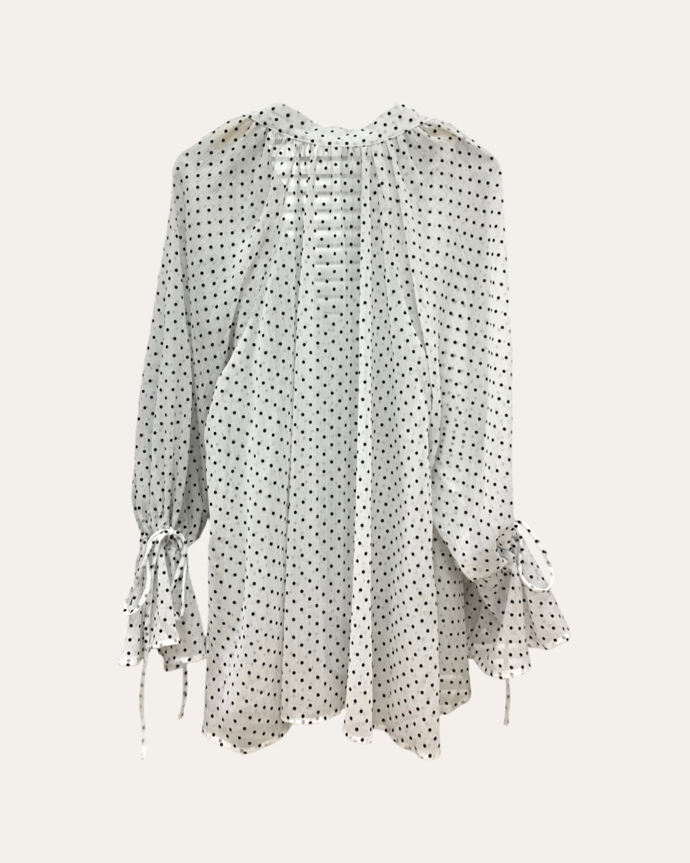Polka Dot Ruffle Front Blouse - Zilvina