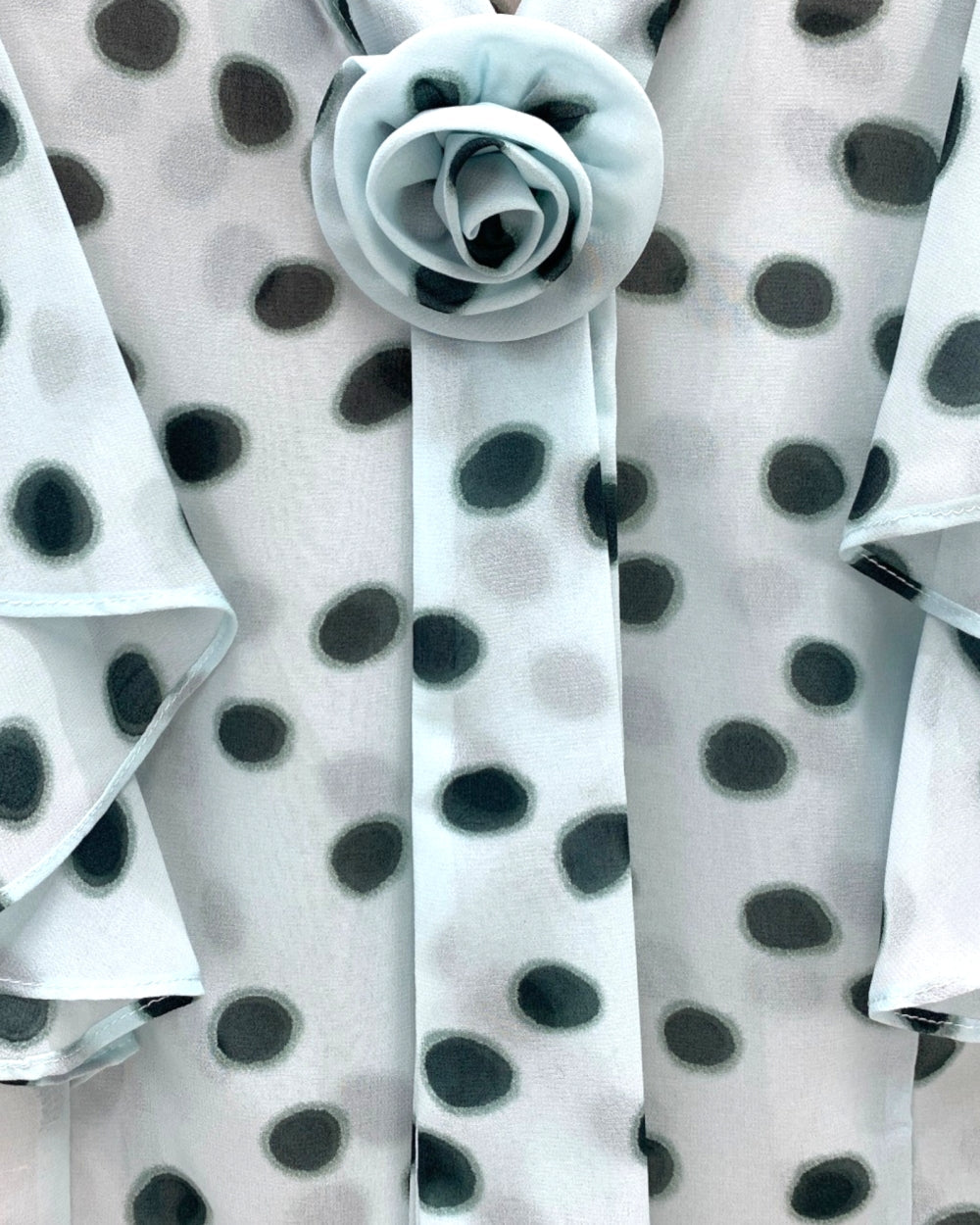 Polka Dot Ruffle Tie Blouse - Zilvina