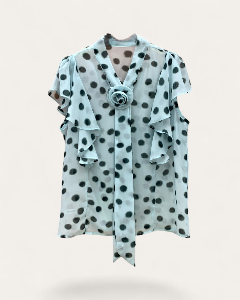 Polka Dot Ruffle Tie Blouse - Zilvina