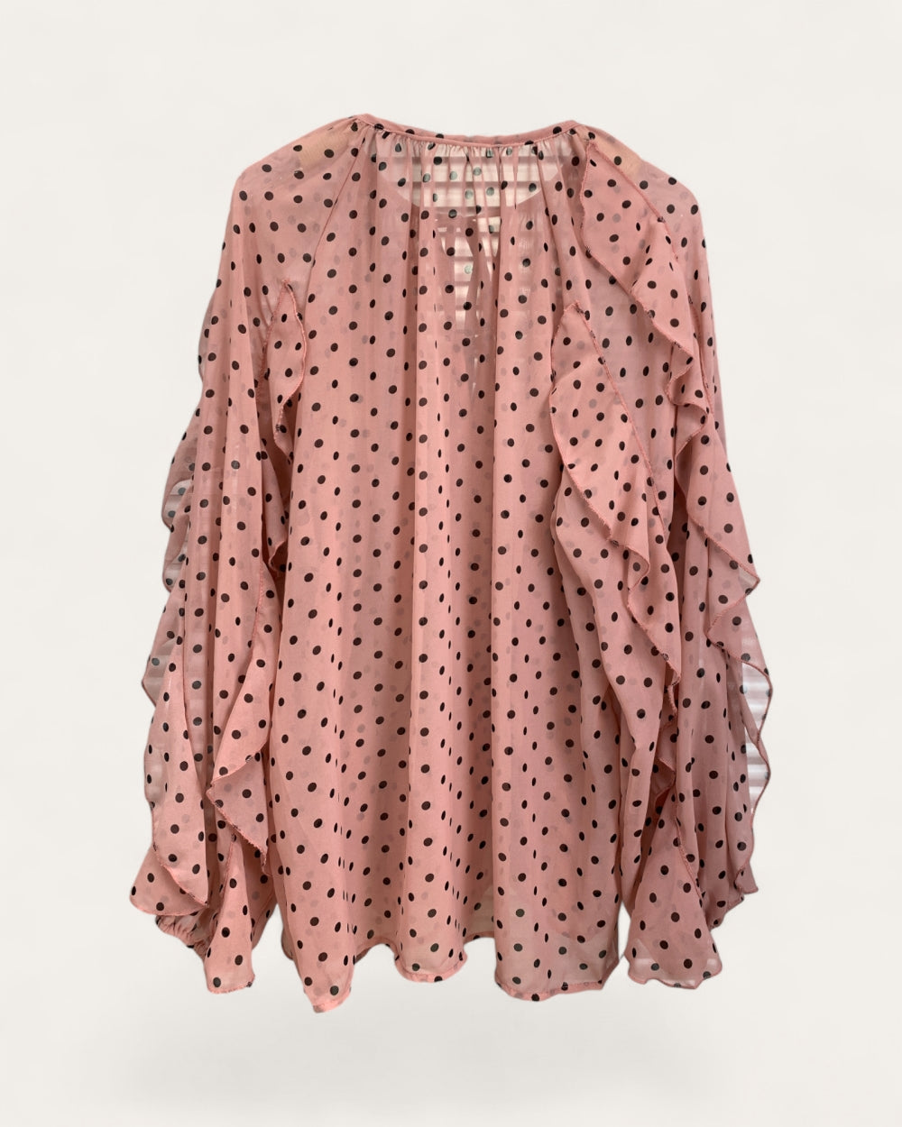 Polka Dot Ruffle Tie - Neck Blouse - Zilvina