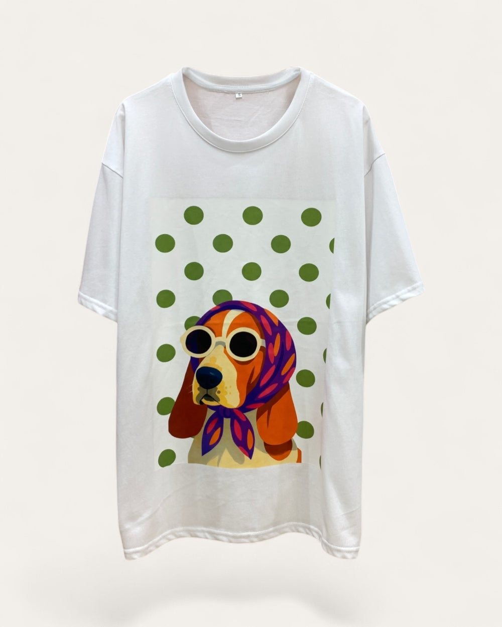 Polka Dot Scarf Dog Graphic Tee - Zilvina