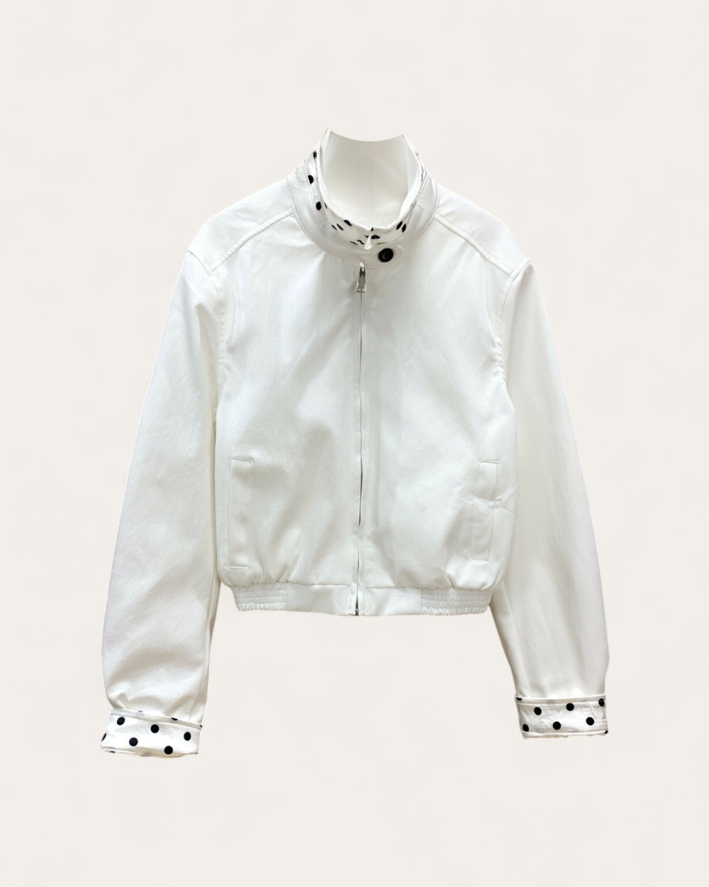 Polka Dot Trim Cropped Jacket - Zilvina