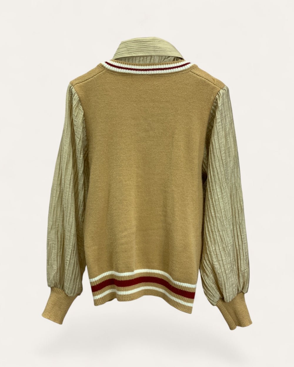 Preppy Layered Knit Vest Shirt - Zilvina
