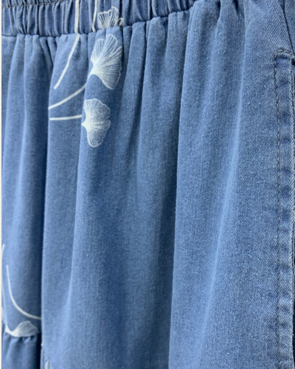 Printed Denim Tiered Skirt - Zilvina