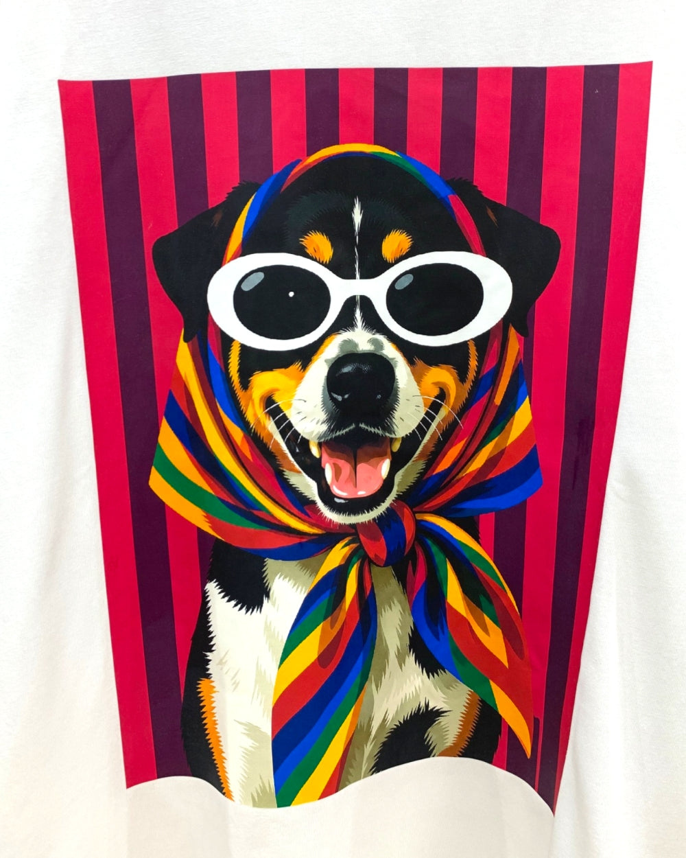 Rainbow Scarf Dog Graphic Tee - Zilvina