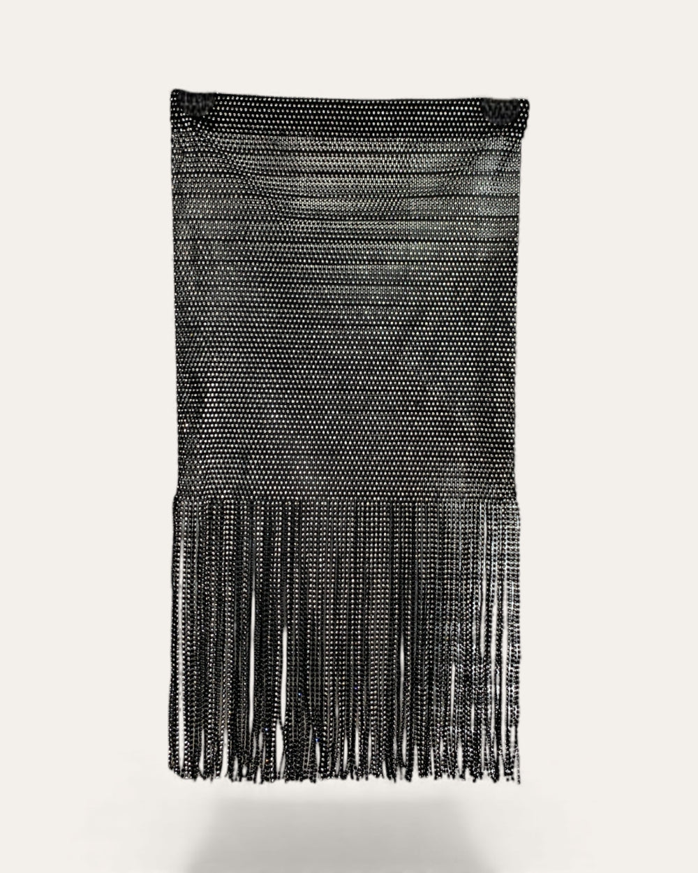 Rhinestone Mesh Fringe Skirt - Zilvina