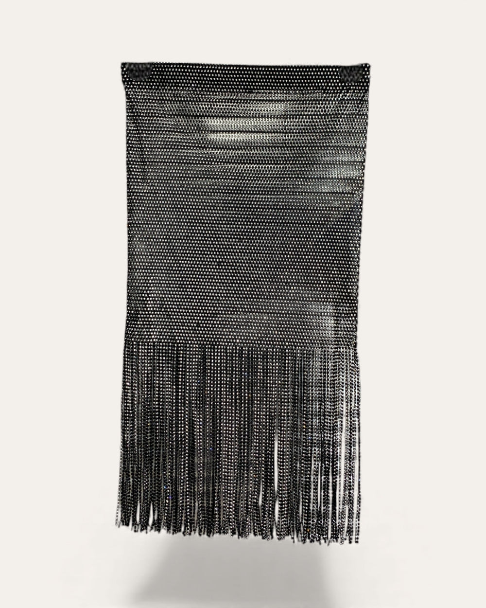 Rhinestone Mesh Fringe Skirt - Zilvina