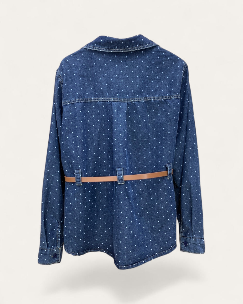 Rhinestone Polka Dot Denim Shirt - Zilvina