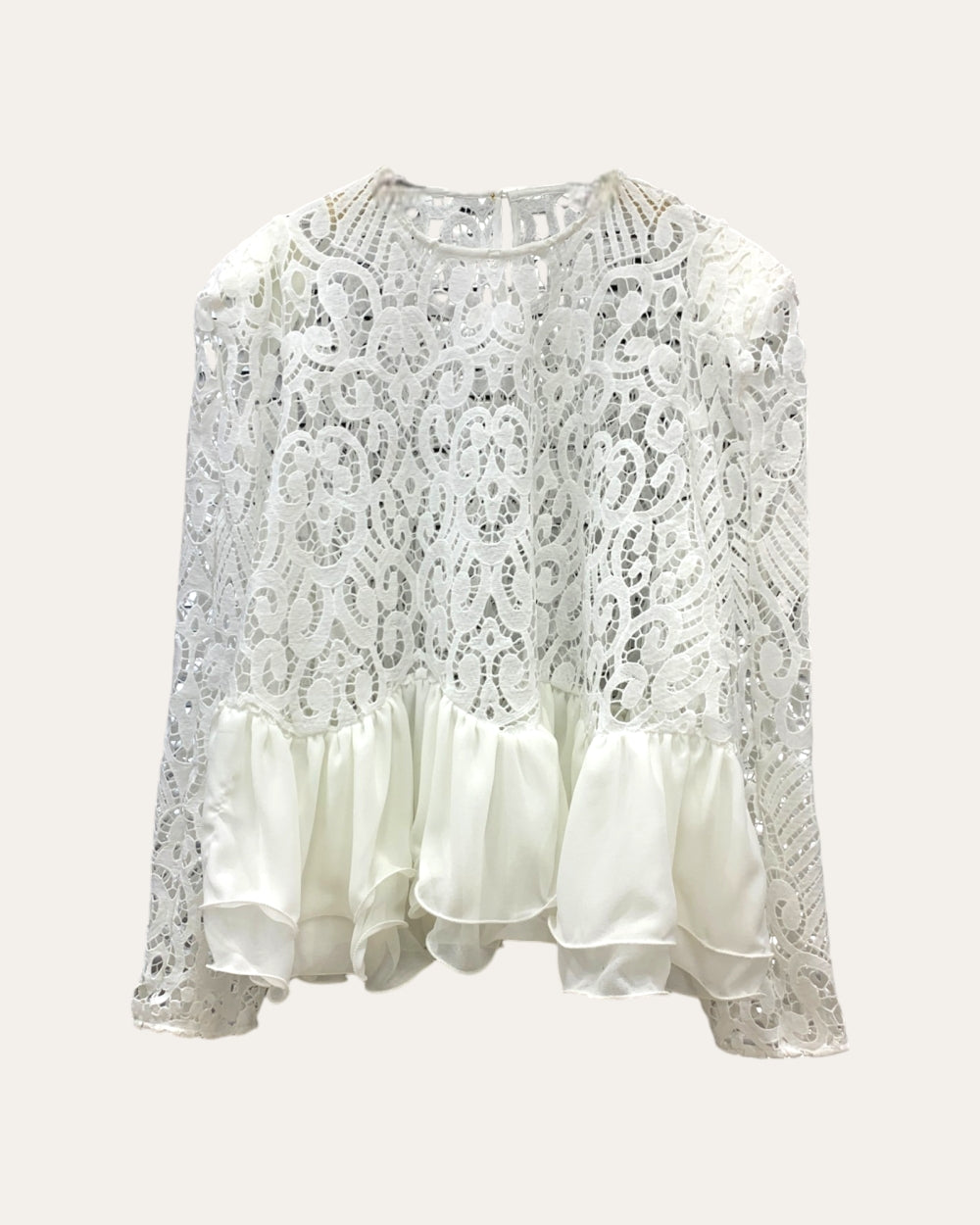 Romantic Lace Ruffle Hem Blouse - Zilvina