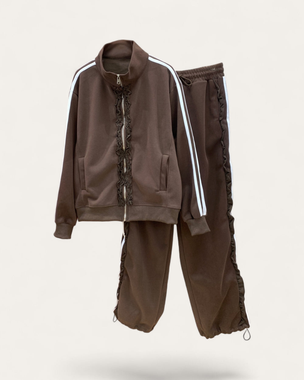 Ruffle-Trim Zip-Up Track Set - Zilvina