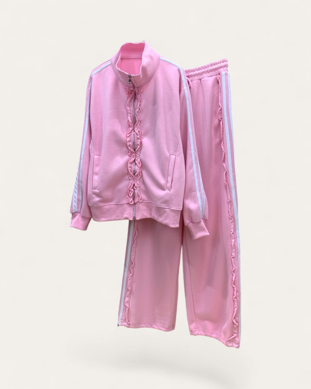 Ruffle-Trim Zip-Up Track Set - Zilvina