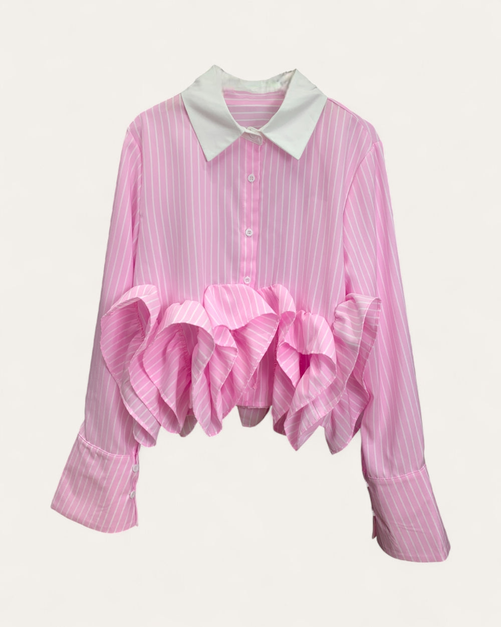 Ruffled Hem Striped Blouse - Zilvina