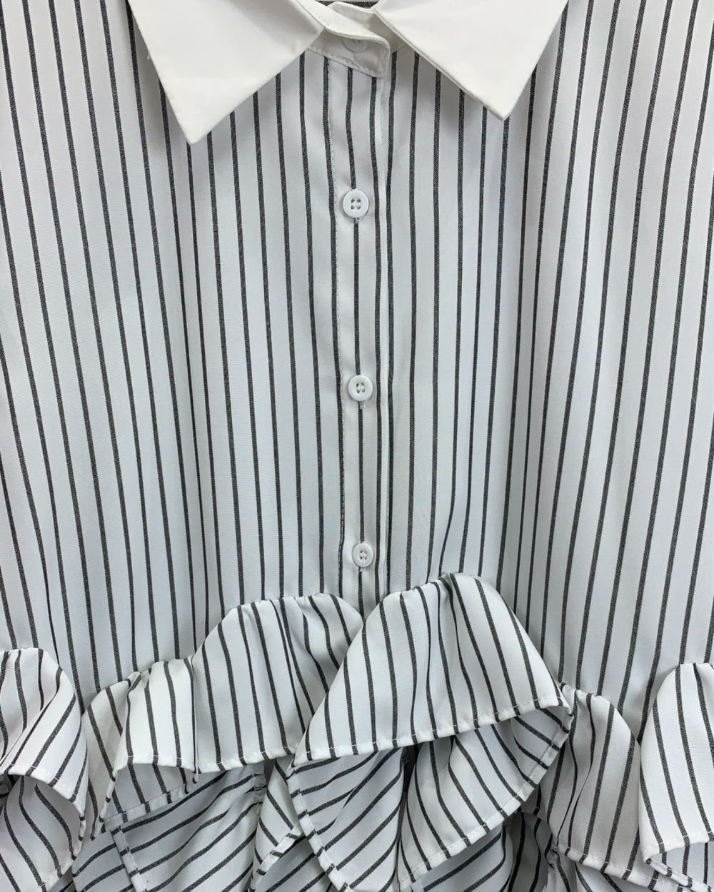 Ruffled Hem Striped Blouse - Zilvina