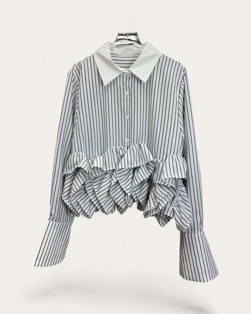 Ruffled Hem Striped Blouse - Zilvina