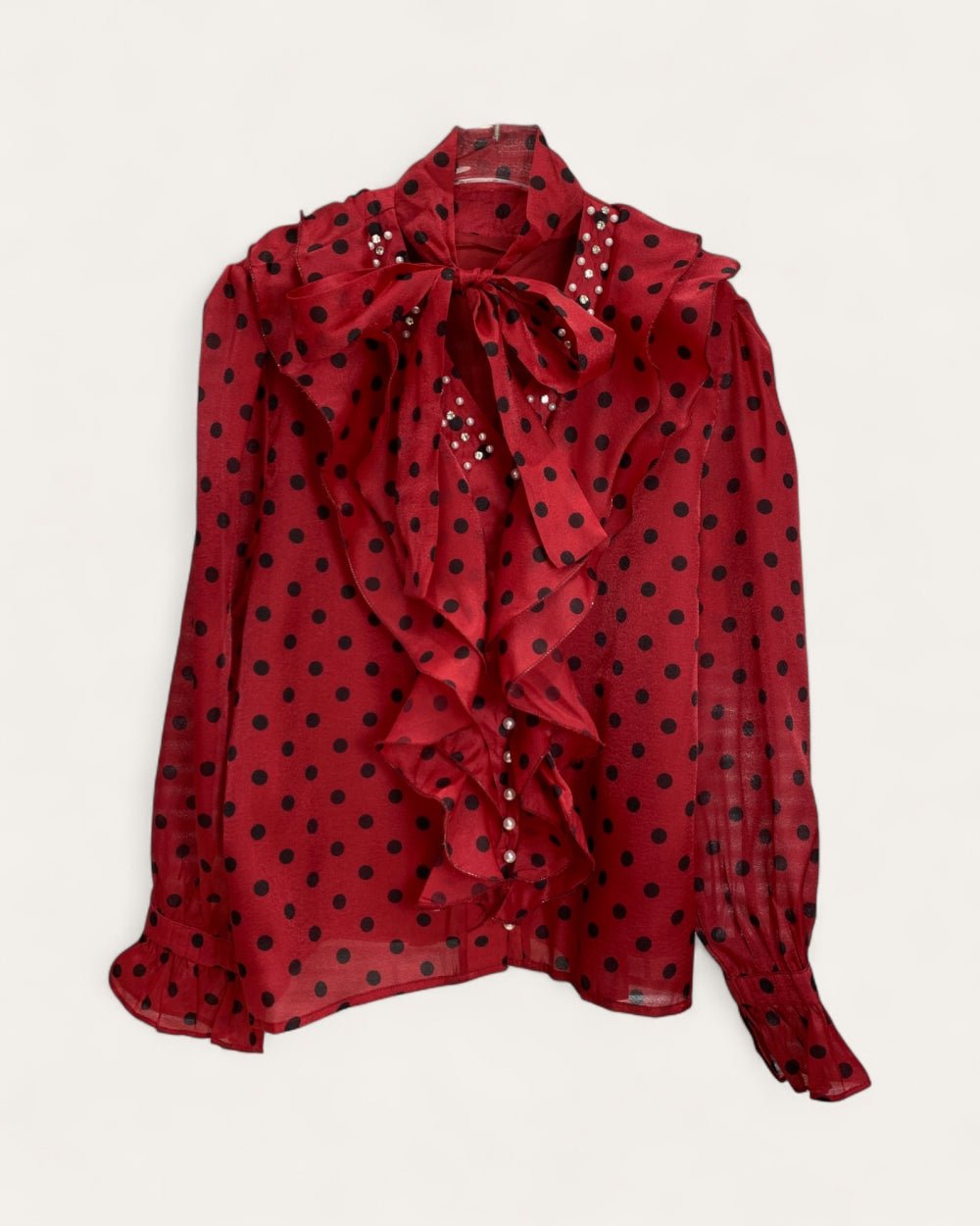 Ruffled Polka Dot Blouse - Zilvina