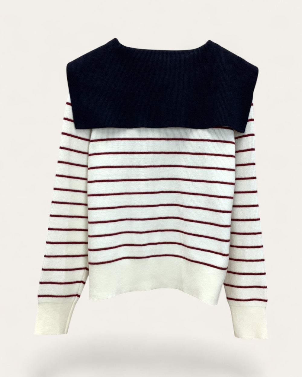 Sailor Collar Zip - Up Knit Cardigan - Zilvina