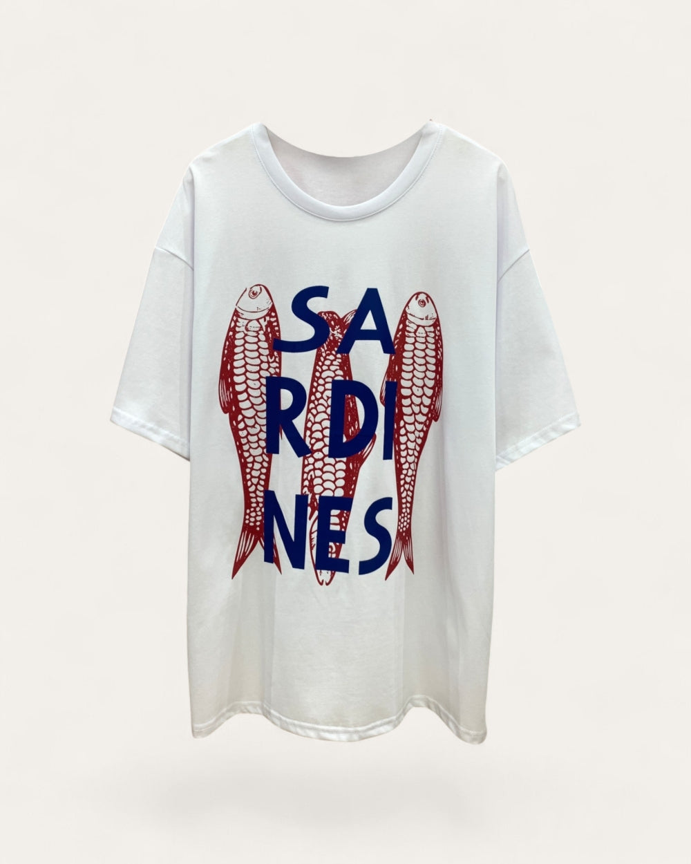 Sardines Graphic Oversized Tee - Zilvina