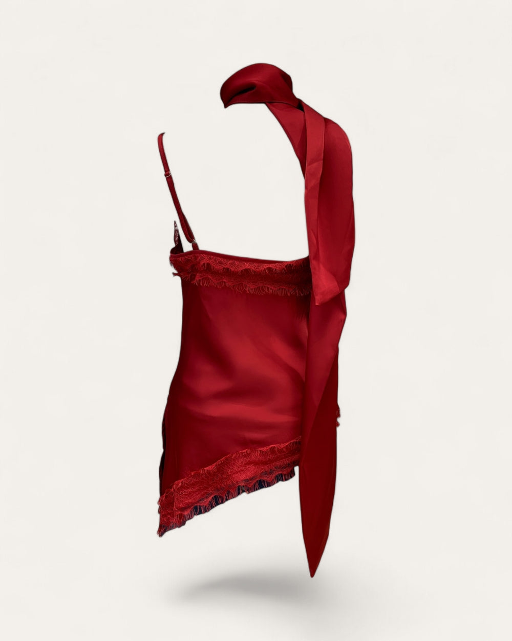 Satin Asymmetric Scarf Top - Zilvina