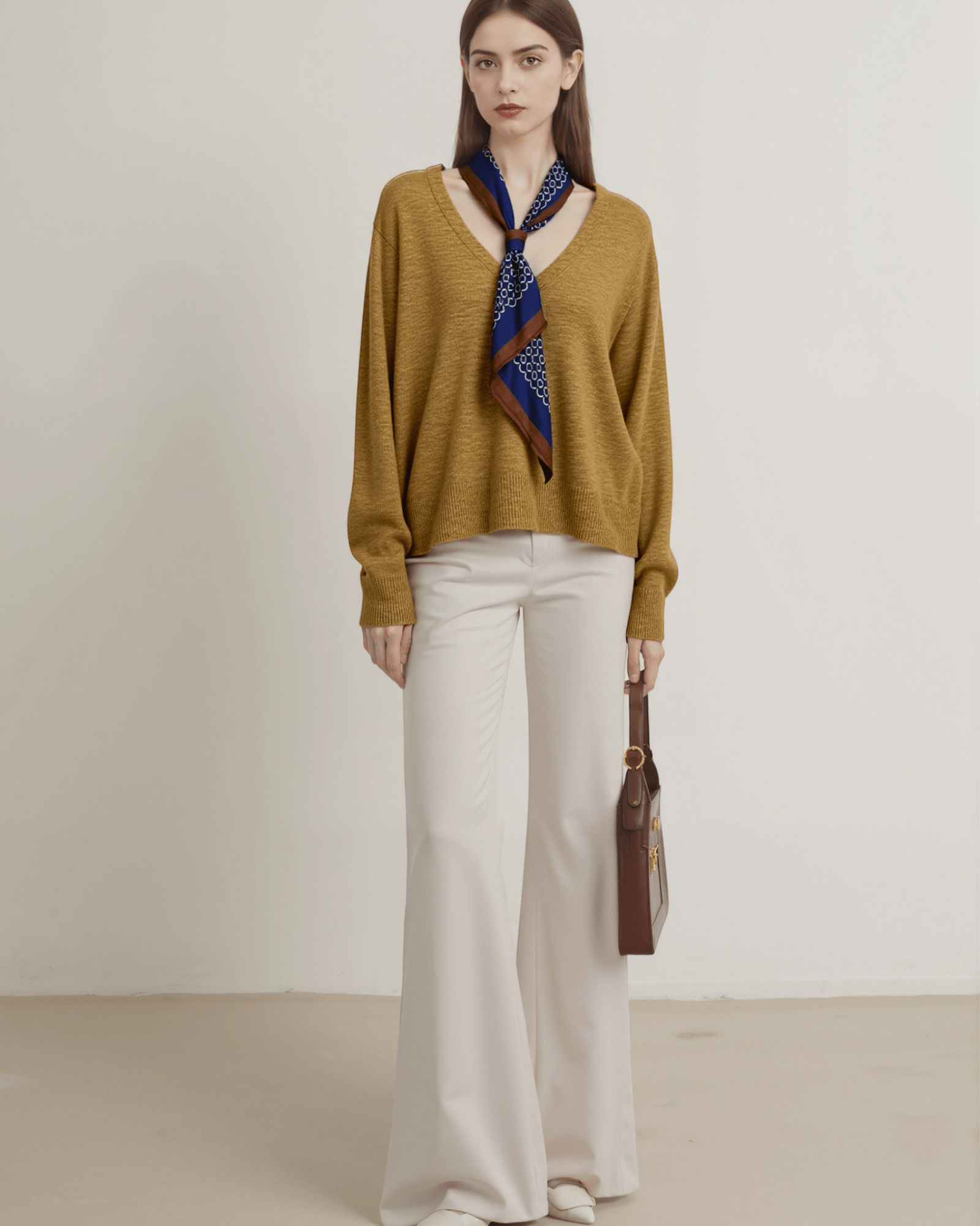 Scarf - Detail Knit Sweater - Zilvina