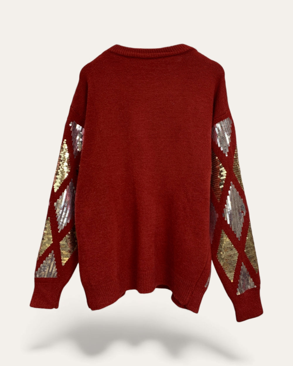 Sequin Argyle Knit Sweater - Zilvina