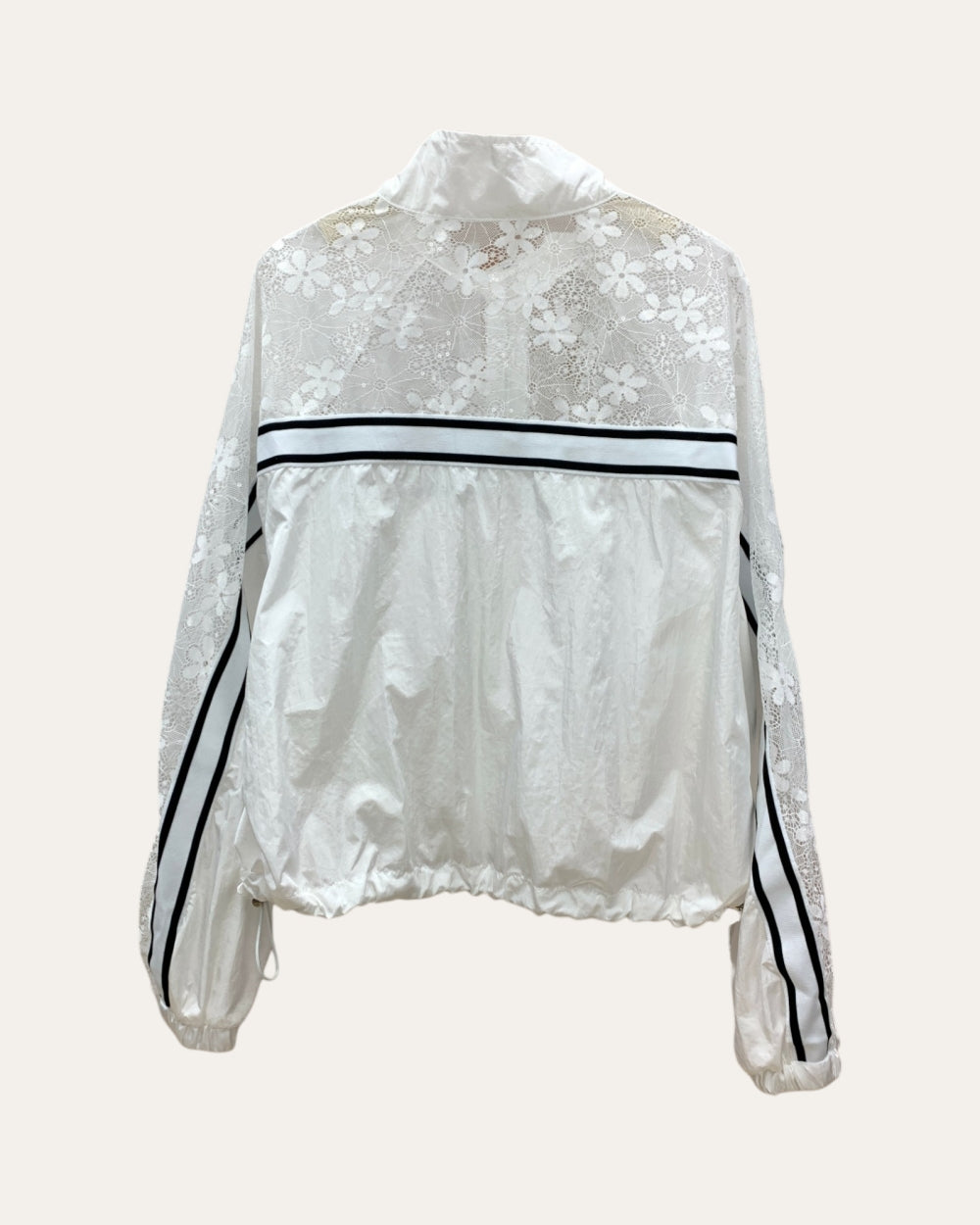 Sheer Lace Panel Windbreaker Jacket - Zilvina