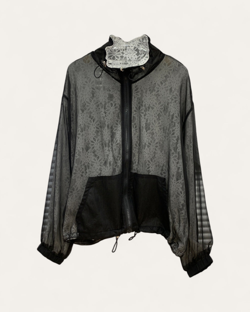 Sheer Lace Zip Jacket - Zilvina