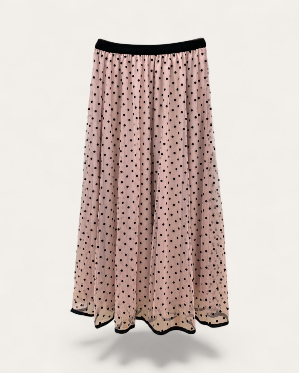 Sheer Polka Dot Pleated Midi Skirt - Zilvina