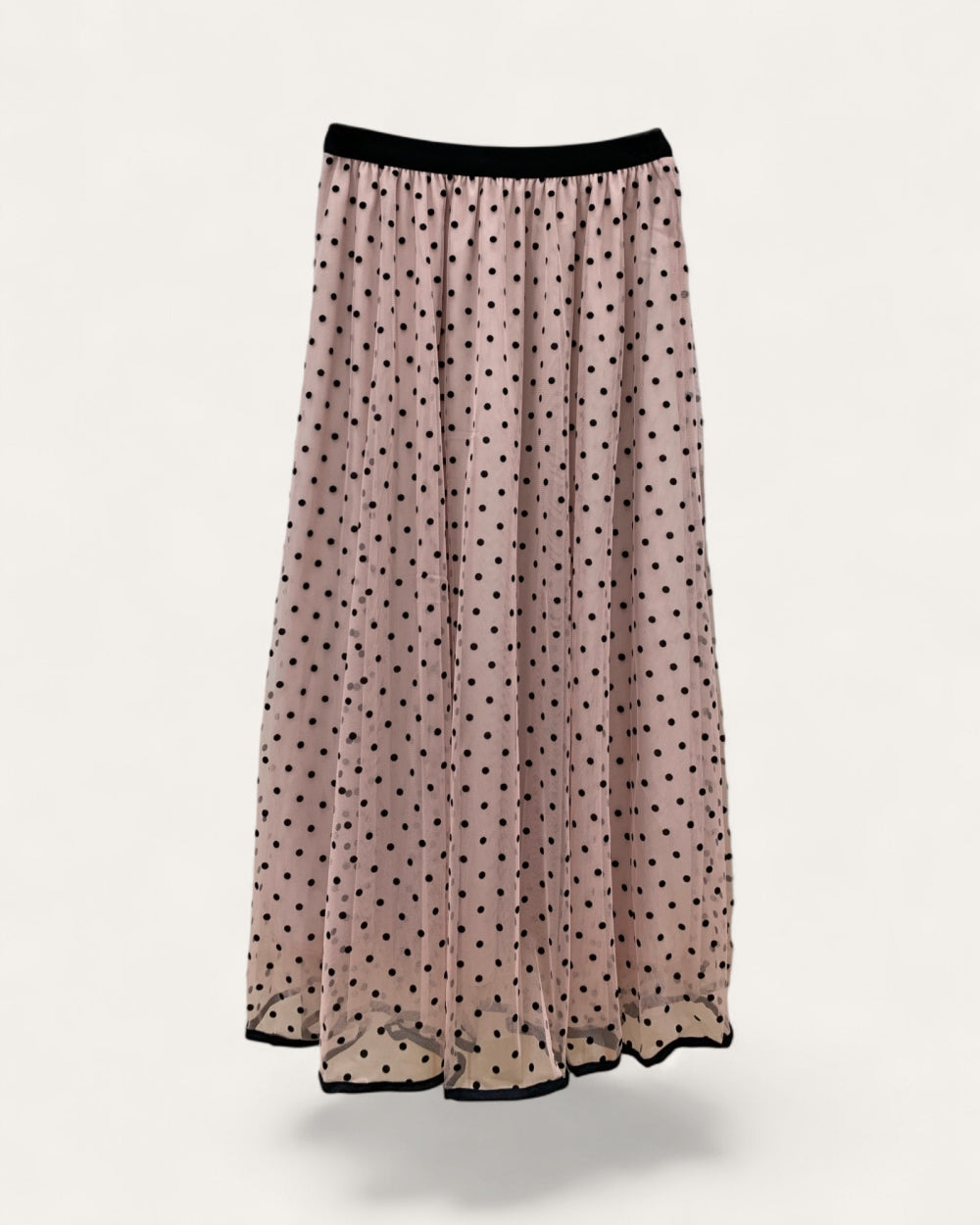 Sheer Polka Dot Pleated Midi Skirt - Zilvina