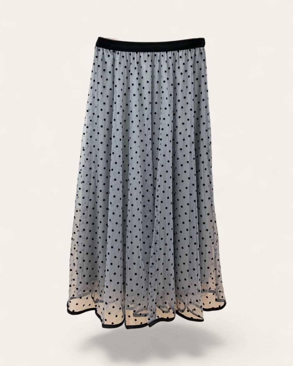 Sheer Polka Dot Pleated Midi Skirt - Zilvina