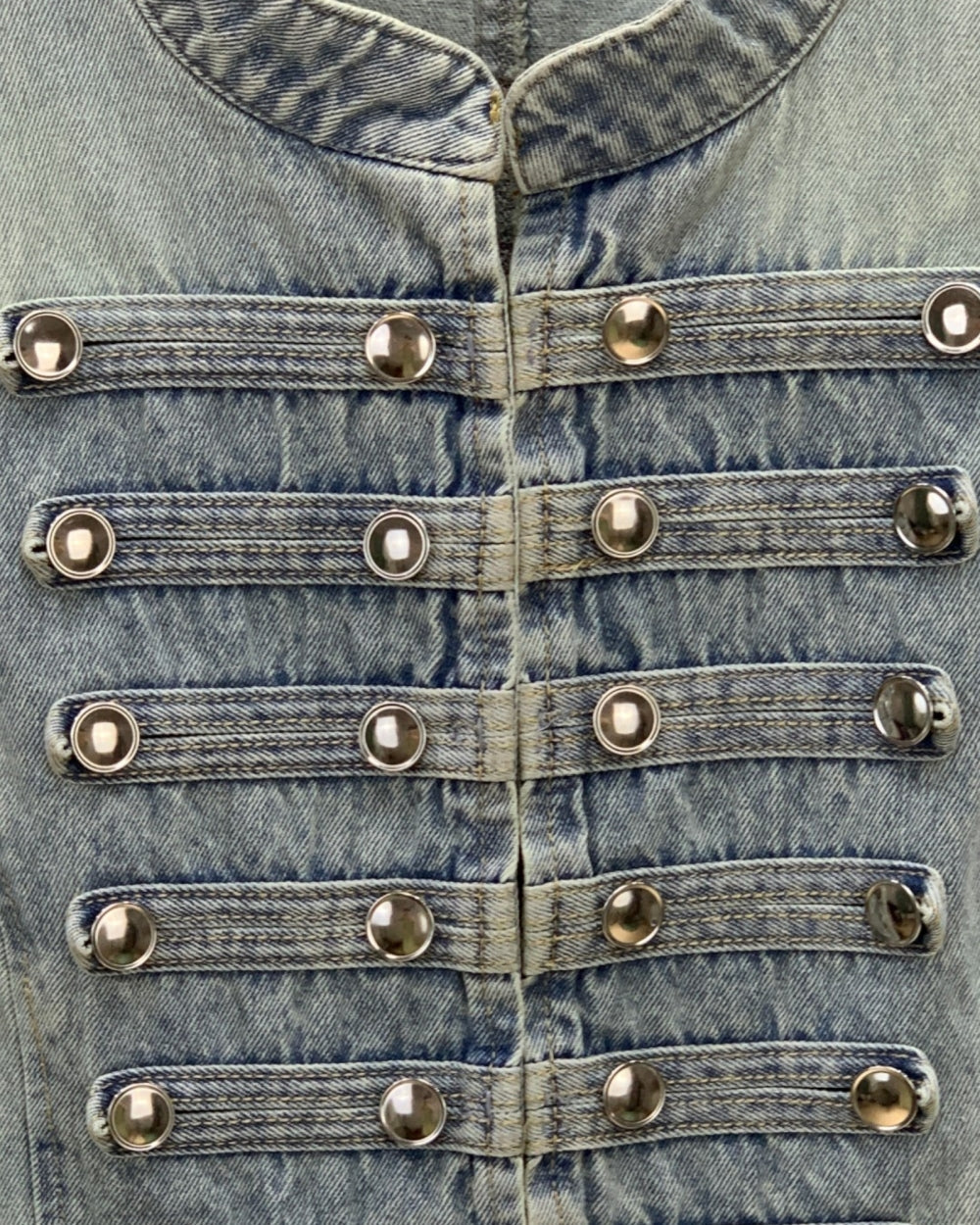 Sleeveless Military Denim Vest - Zilvina