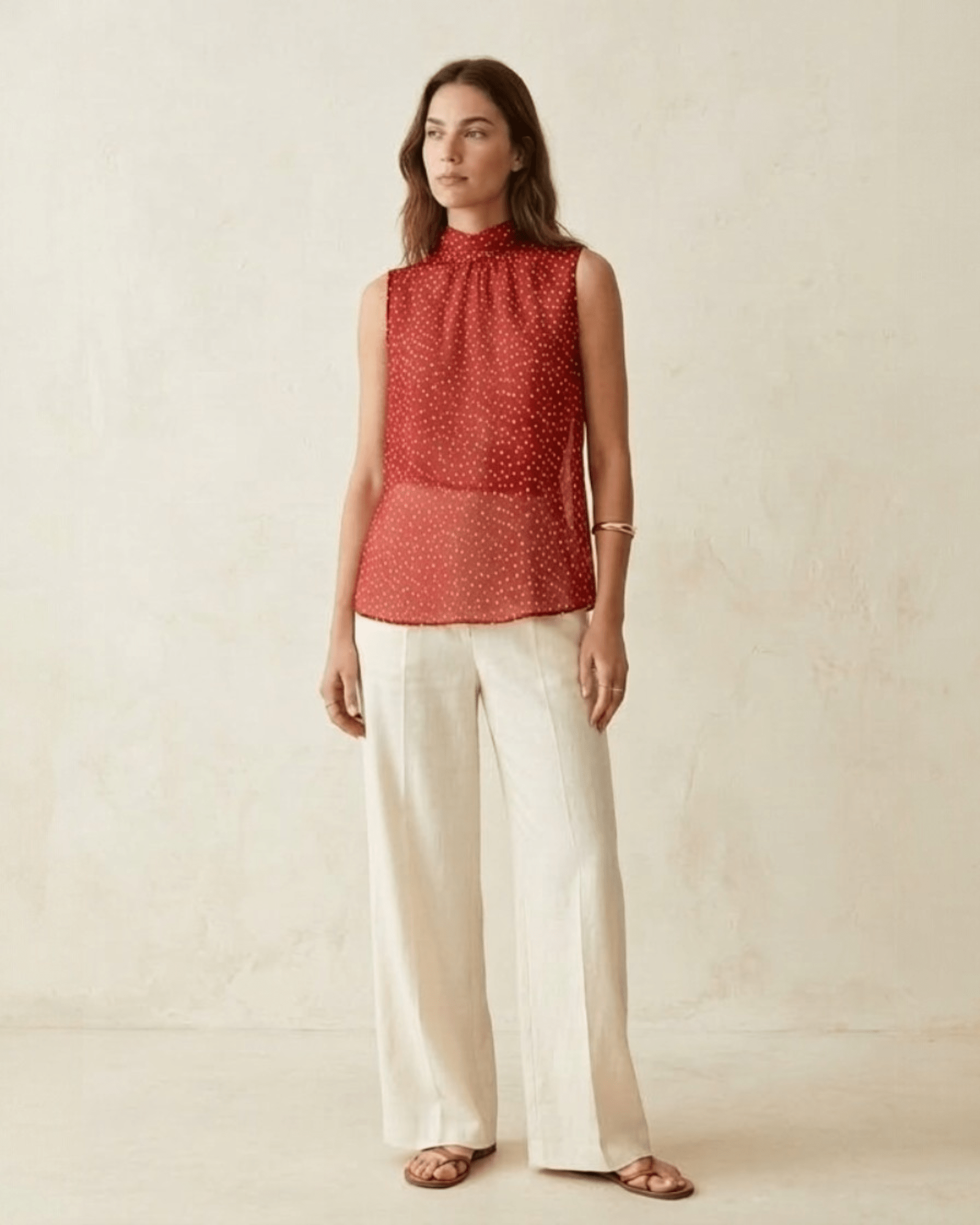 Sleeveless Polka Dot Blouse - Zilvina