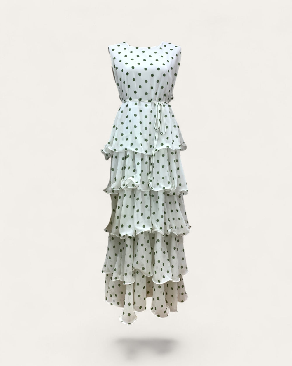 Sleeveless Tiered Polka Dot Maxi Dress - Zilvina