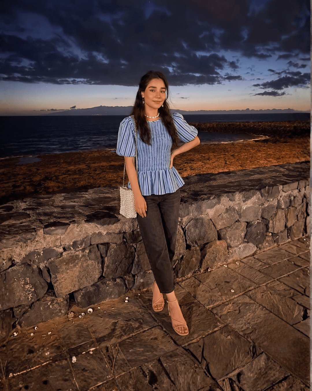 Smocked Stripe Puff Sleeve Blouse - Zilvina