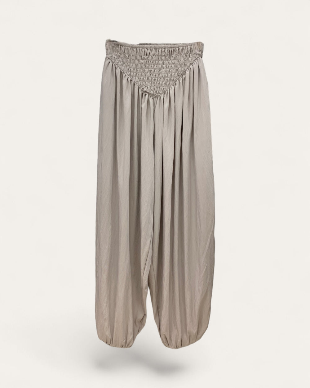 Smocked Waist Harem Pants - Zilvina