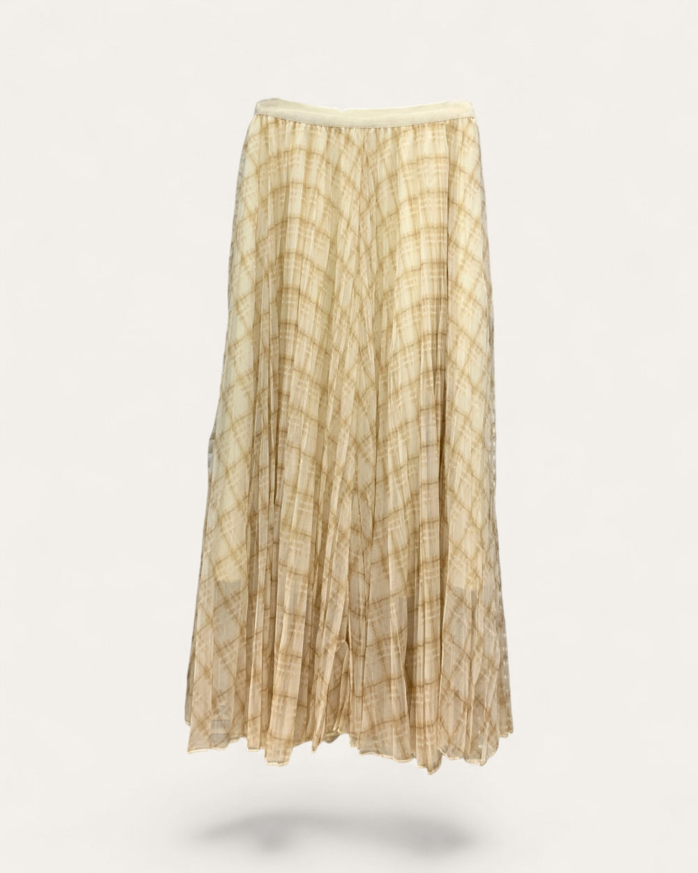 Soft Plaid Pleated Midi Skirt - Zilvina