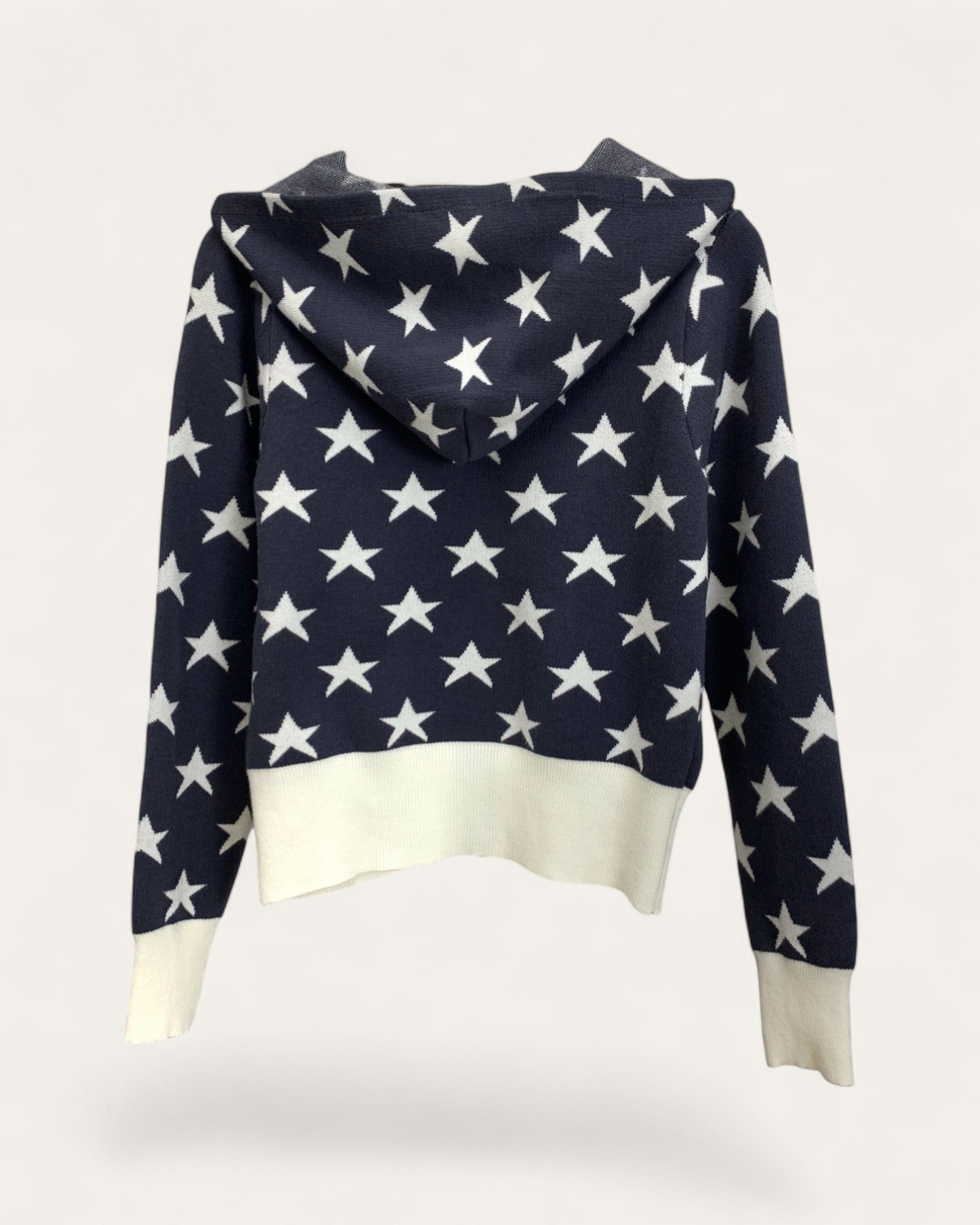 Star Print Zip - Up Hoodie - Zilvina