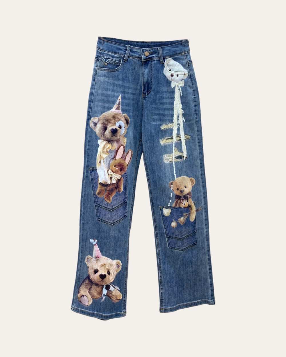 Storybook Teddy Graphic Jeans - Zilvina