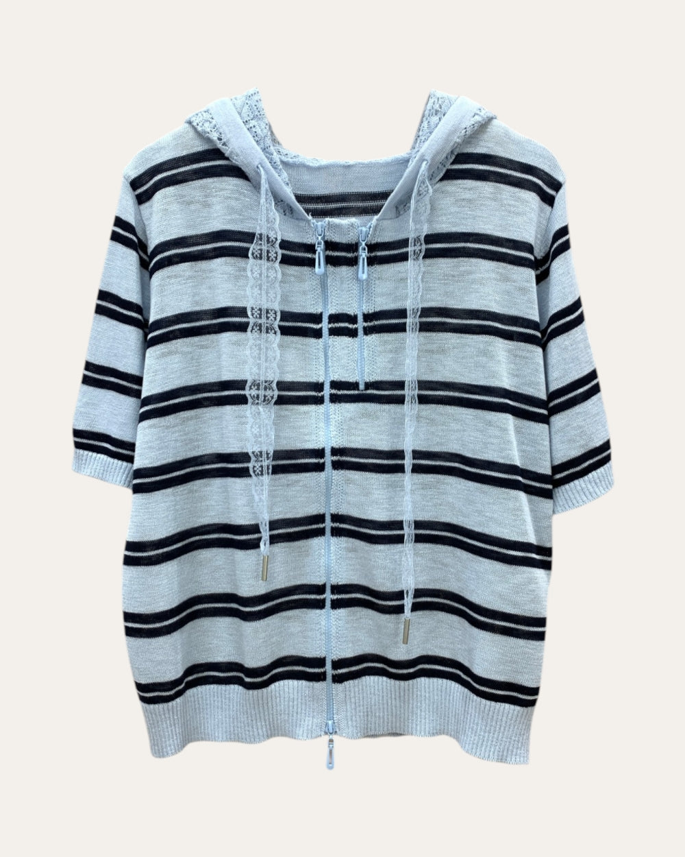 Stripe Hooded Knit Cardigan - Zilvina