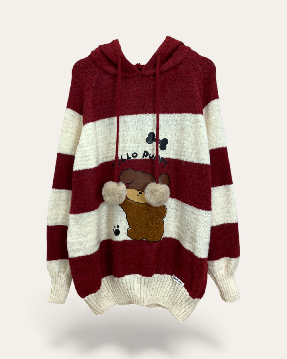 Striped Bear Hoodie Knit - Zilvina
