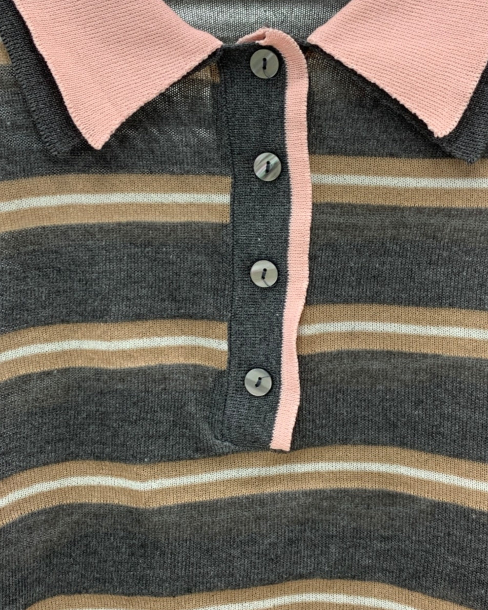 Striped Knit Polo Top - Zilvina